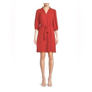 Nanette Lepore Red Bishop Sleeve Wrap Dress